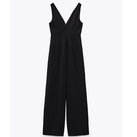 ZARA PLEATED WIDE LEG JUMPSUIT IN BLACK NWT size M - Picture 2 of 3